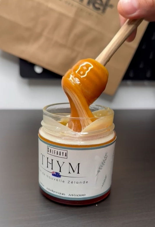 Miel naturel de Thym de Nouvelle-Zélande, de la marque SHIFAAYA. Miel pure et naturel